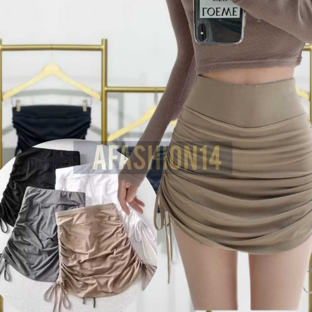 Jual ROK MINI SERUT / ROK BAWAHAN WANITA / ROK MINI TALI SAMPING / ROK ...