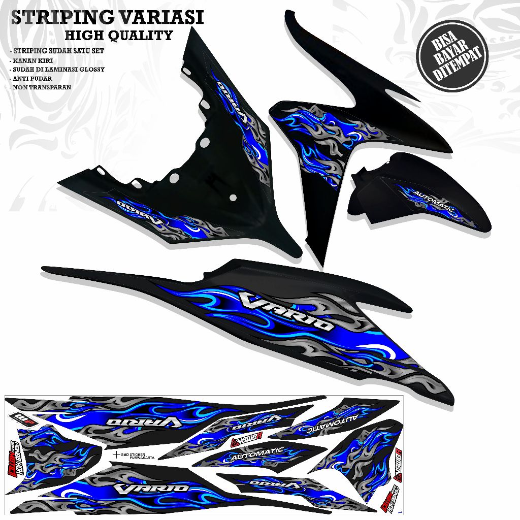 Jual VARIASI 1 STRIPING HONDA VARIO 125 OLD KZR STICKER MOTOR MOTIP API ...