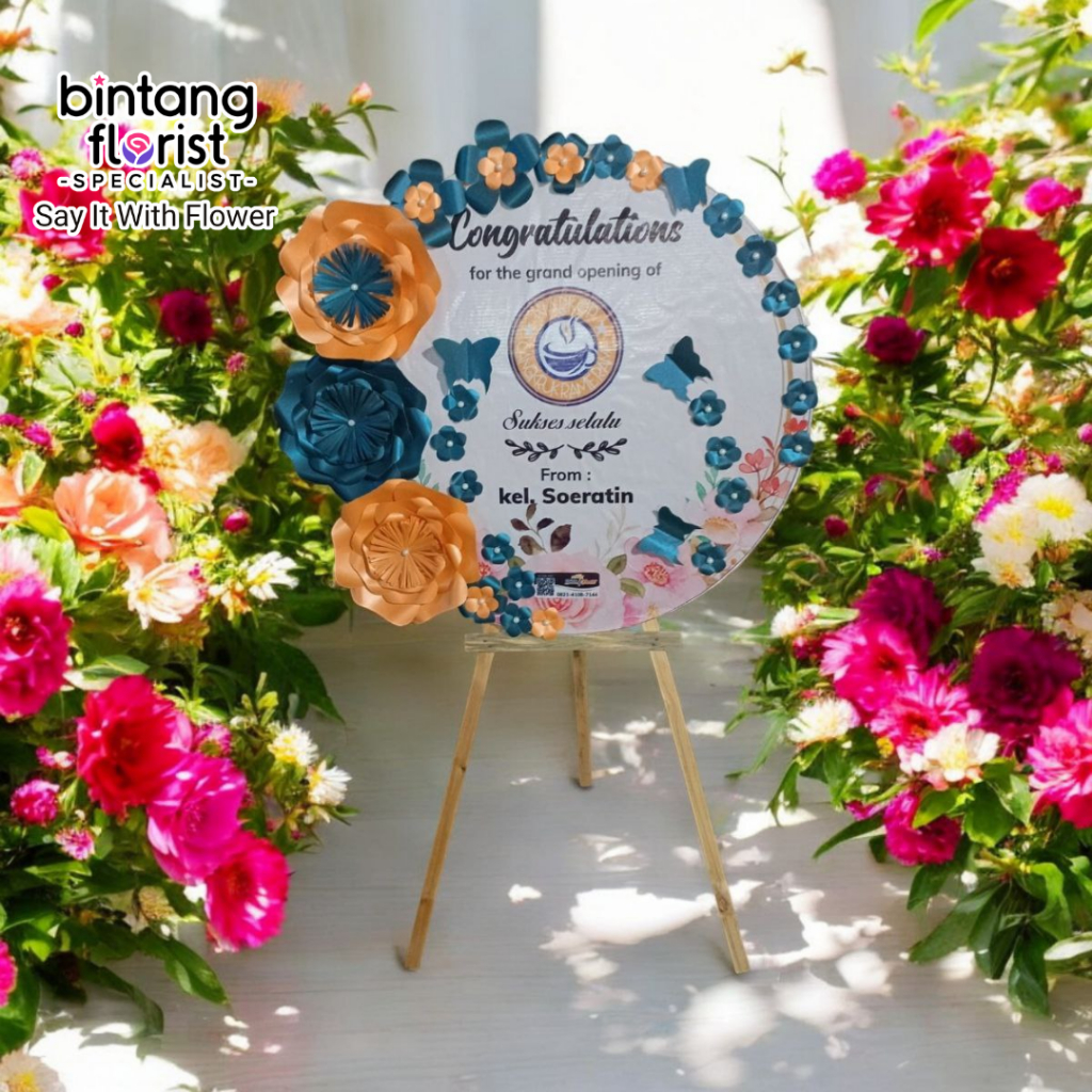 Jual Karangan Bunga Papan Kertas Bulat 80cm Diameter Surabaya Cocok ...