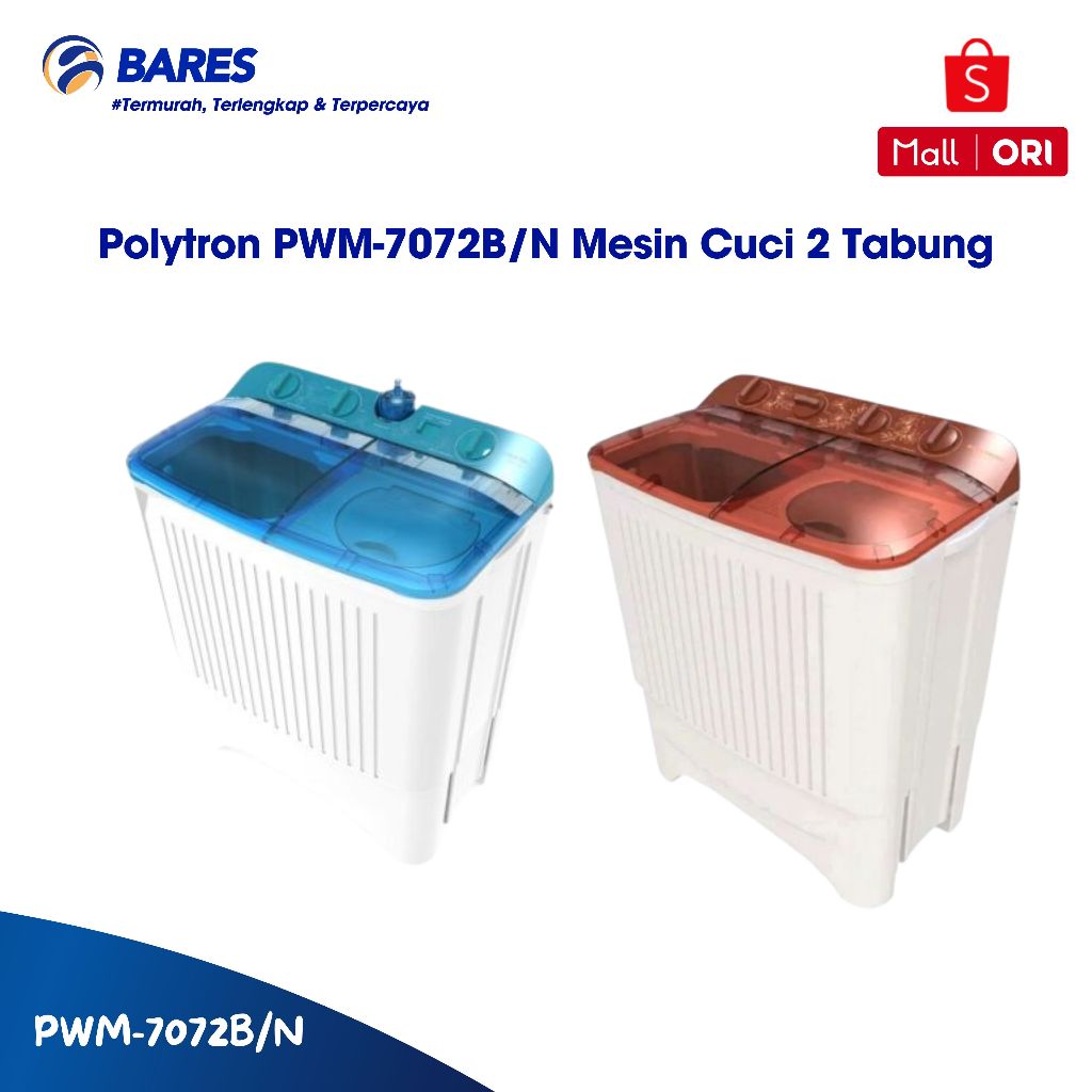 Jual Polytron PWM-7072B/N Mesin Cuci 2 Tabung Kapasitas 7 Kg Low Watt ...