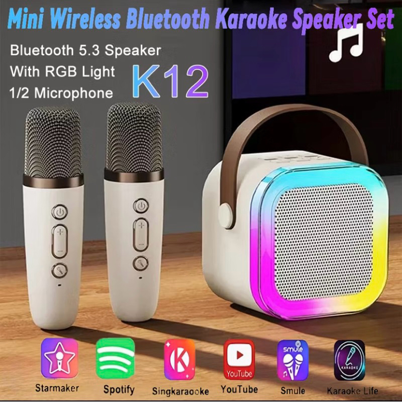 Jual Speaker Microphone Karaoke Set Bluetooth Mini Full bass Portable ...