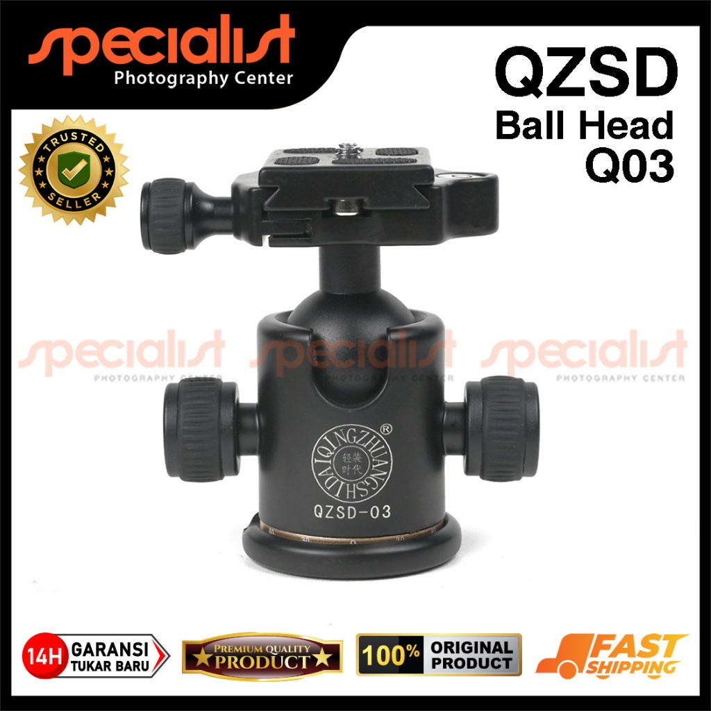 Jual QZSD Q03 Professional Ball Head with Quick Release Plate for ...