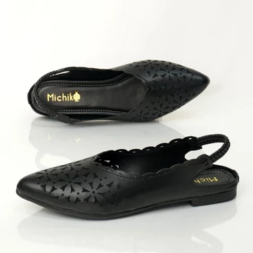 Michiko Sepatu Flatshoes Slop On Wanita Motif Bunga