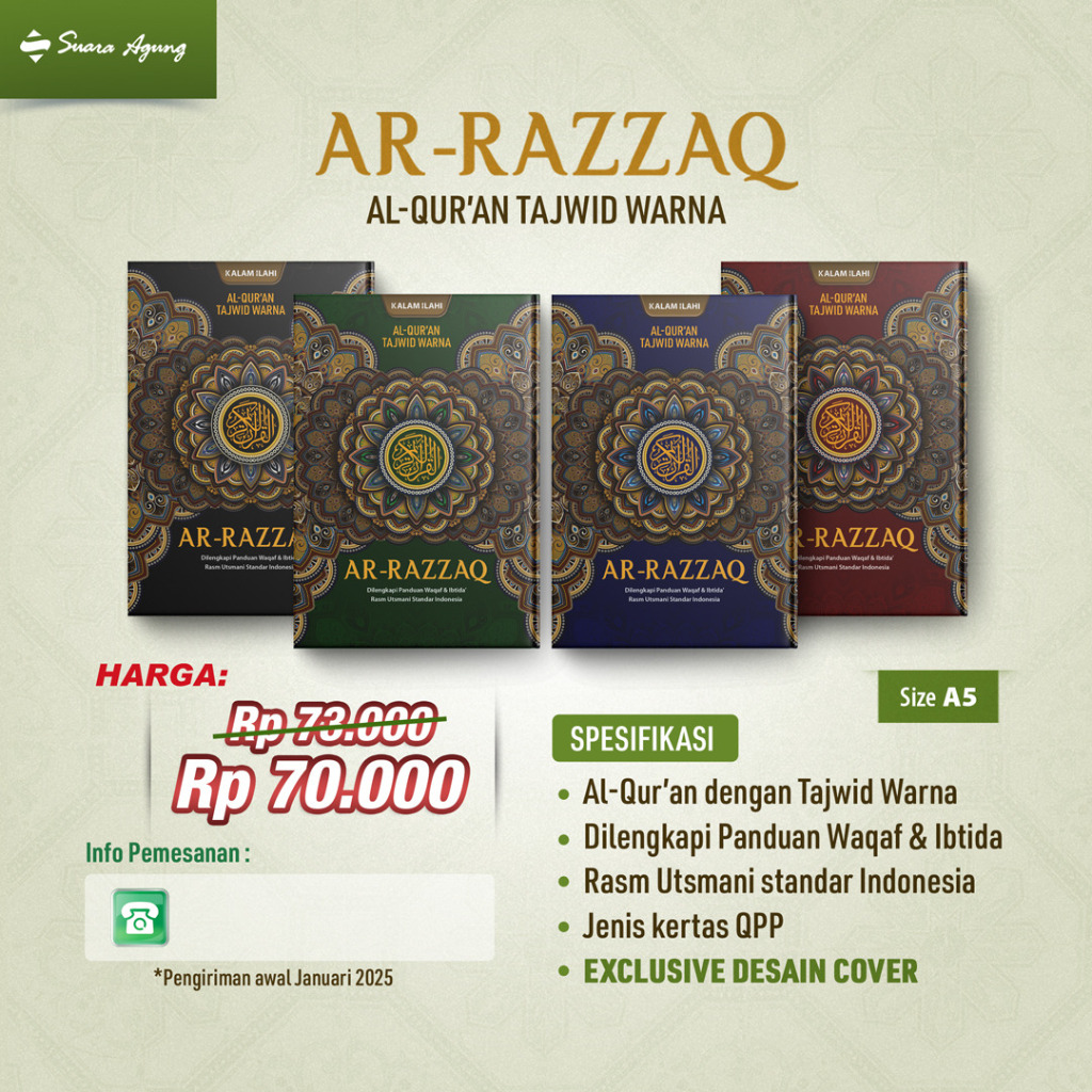 Jual Al Quran Razzaq A5 Tajwid Warna Waqaf Ibtida - Suara Agung ...