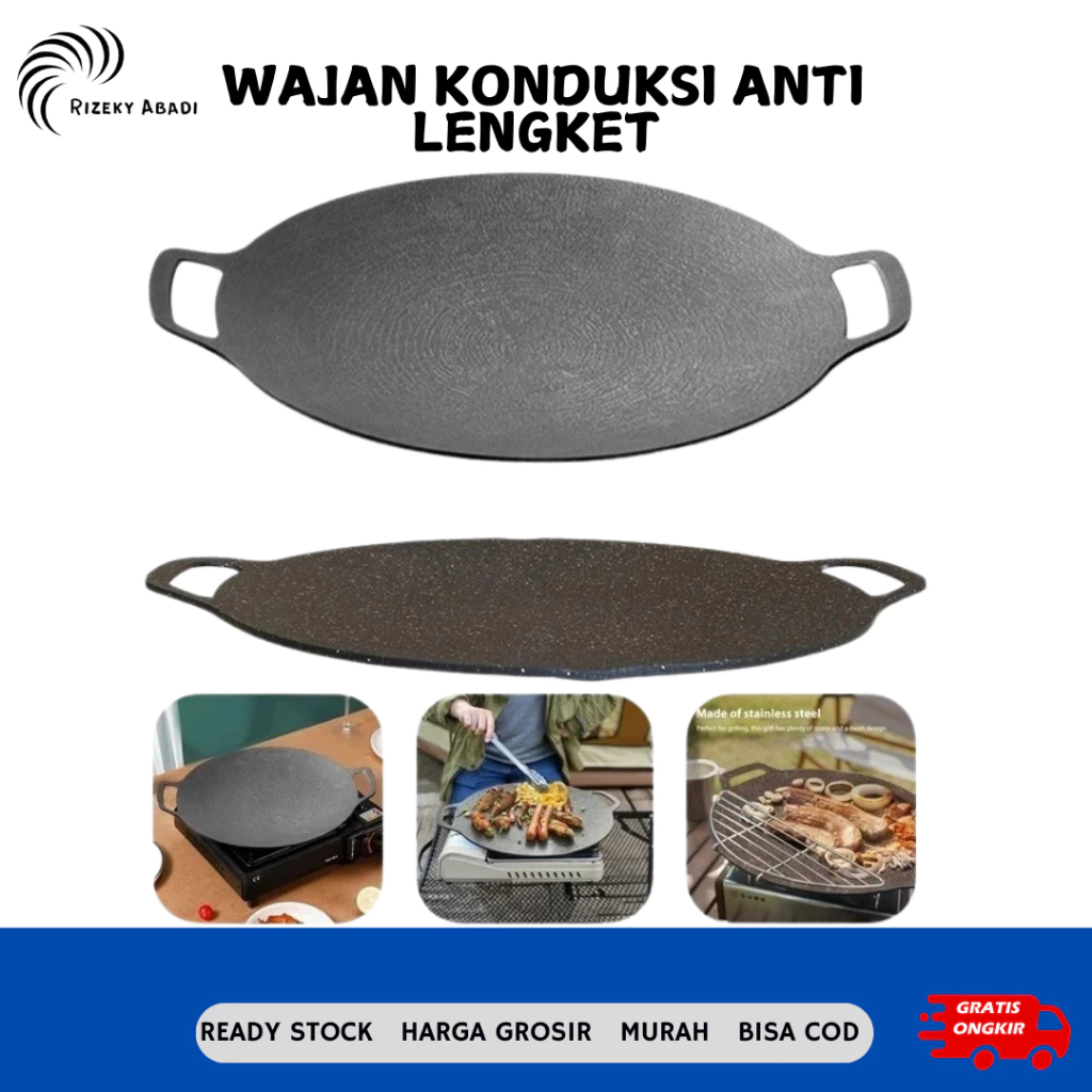 WAJAN PANGGANGAN KOREAN GRILL PAN 34 cm merble datar - foto 1