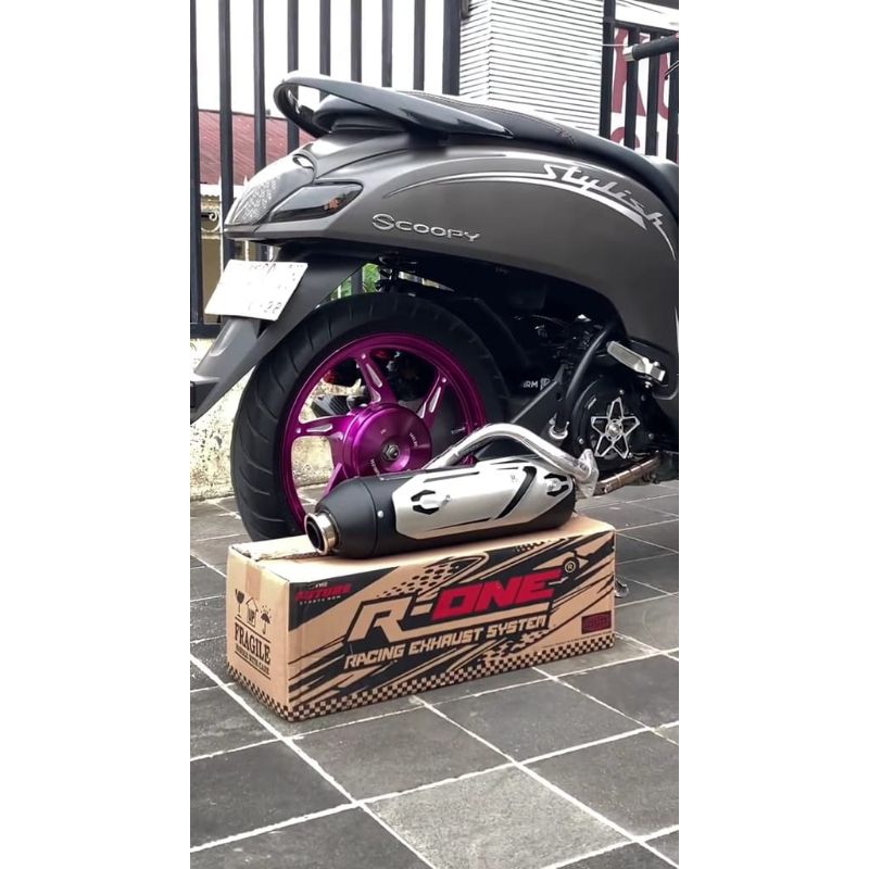 Jual knalpot standar racing R one v2 beat Scoopy genio | Shopee Indonesia