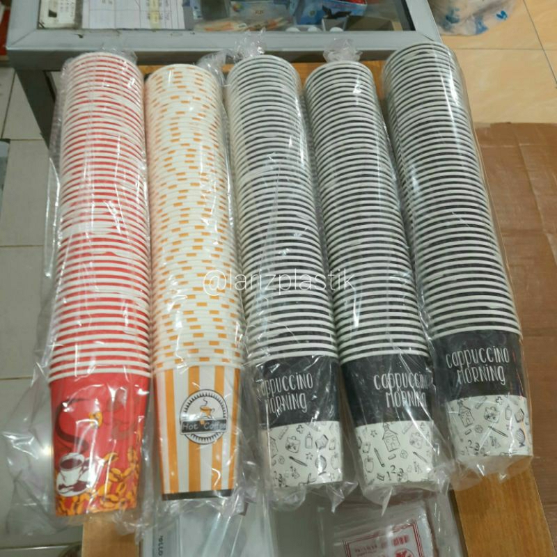 Jual Paper Cup Coffee Putih/Coklat Kraft 8 oz Per pack isi 50 cup ...