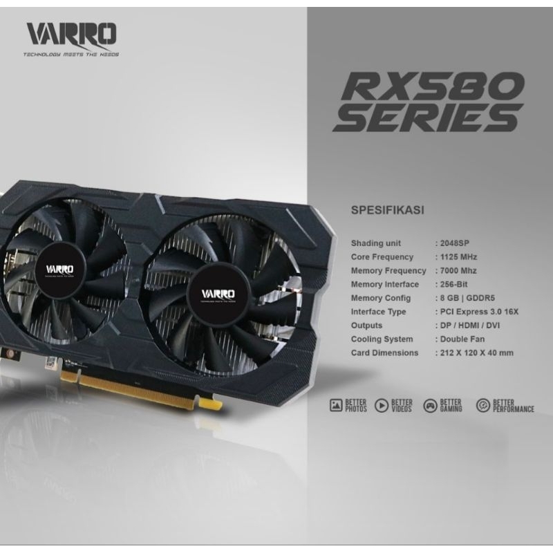 Jual VGA VARRO AMD RX580 DDR5 8GB 256Bit | Shopee Indonesia