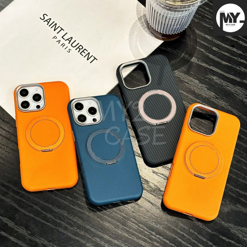 Jual Case Leather Carbon Stand 360 Metal For IP 13 14 15 16 Plus Pro ...