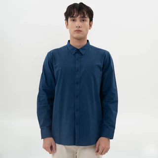 M231 Kemeja Pria Basic Polos Panjang Navy 0642J