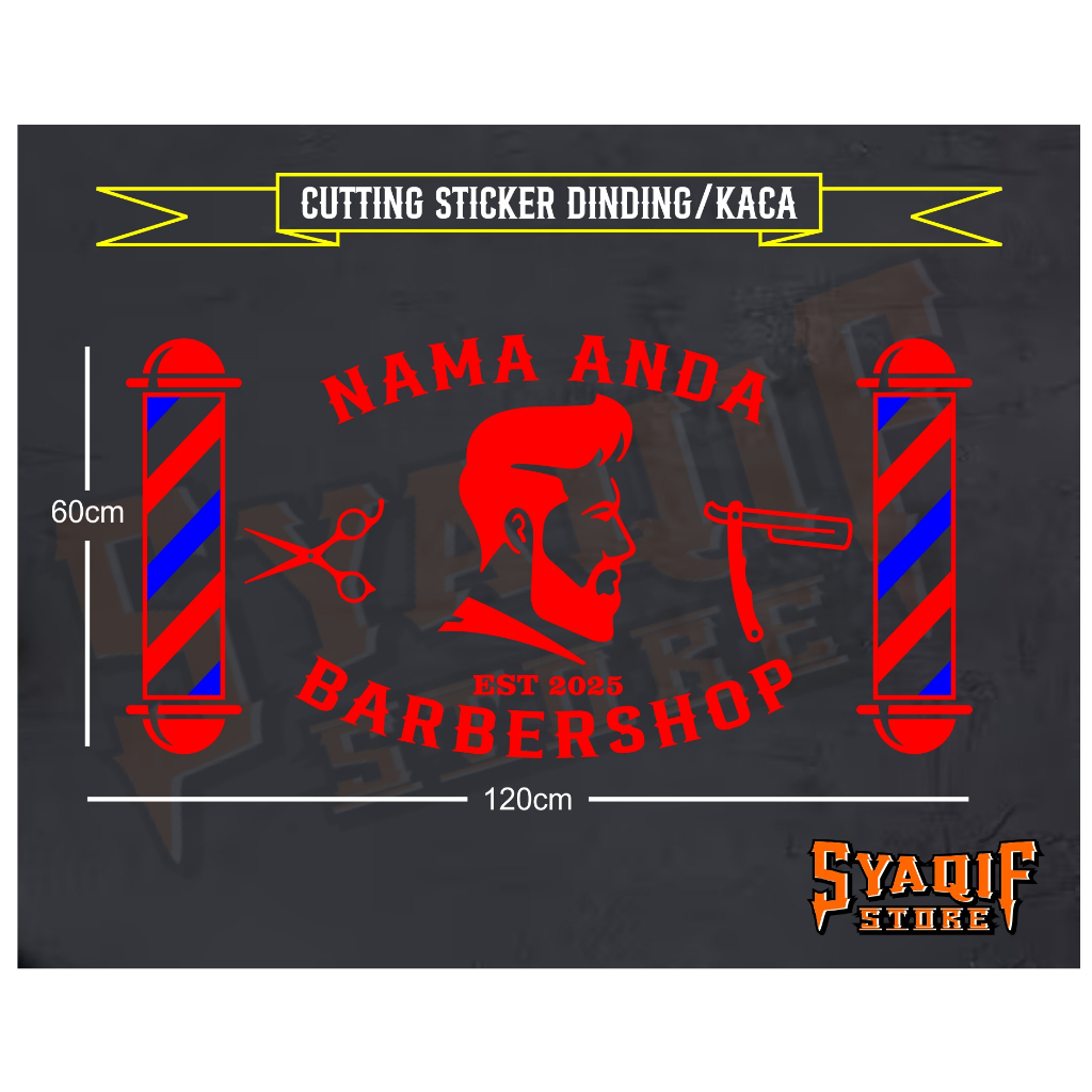 Jual STICKER CUSTOM NAMA BARBERSHOP BARBER SHAVE CUTTING HAIRCUT ...