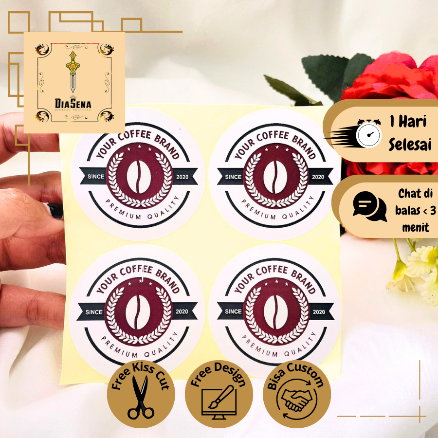 Jual 5-8 Diasena Stiker Label Minuman Coffee Sticker Label Produk Kopi ...