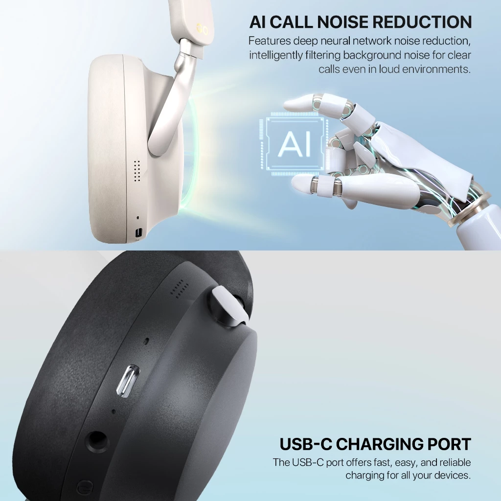 Fantech GO Headphone ANC Wireless Bluetooth 5.3 with Noise-Cancellation Headset GO FLOW WH07A