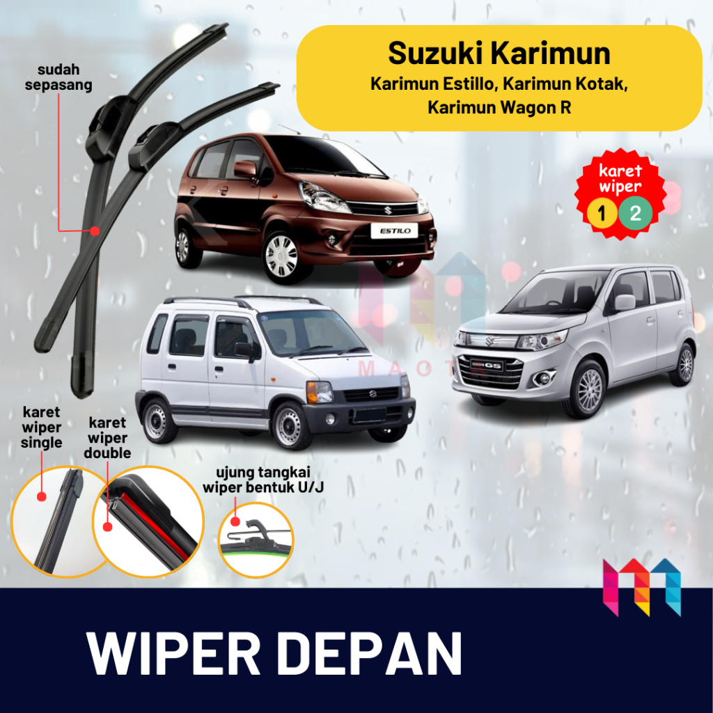 Jual WIPER DEPAN KARIMUN WAGON R 1 SET DEPAN KANAN KIRI WIPER KARIMUN ...