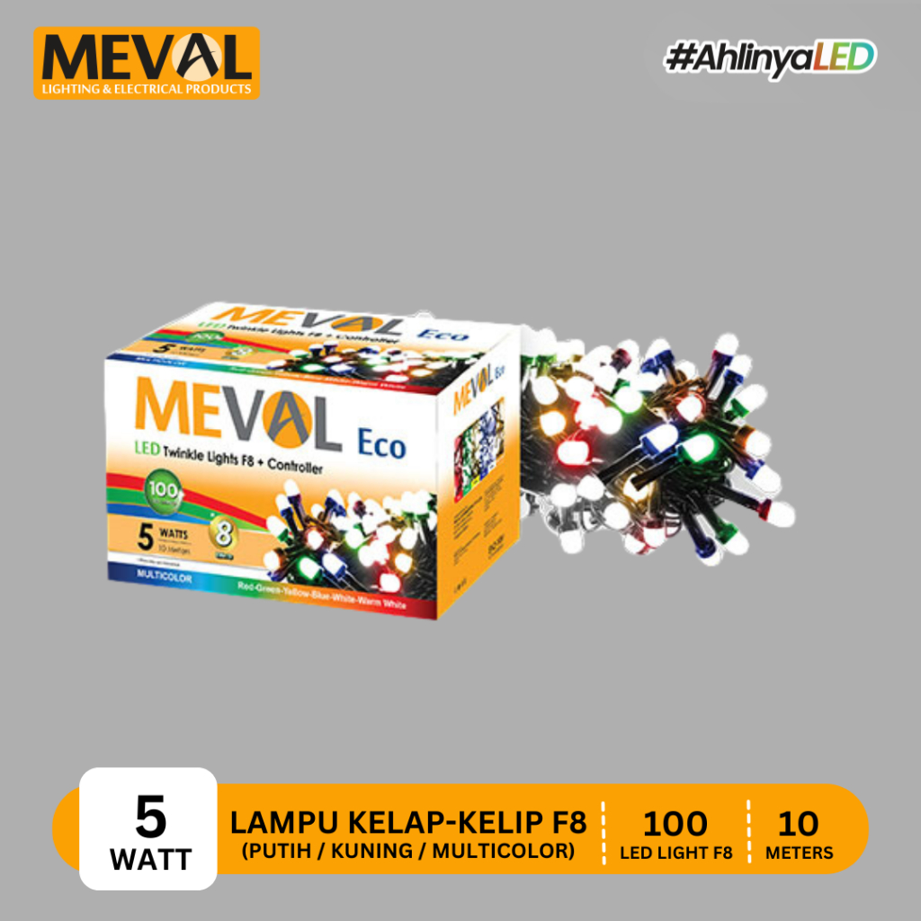 Jual MEVAL Lampu LED Kelap-Kelip ECO F8 + Kontroler | Shopee Indonesia