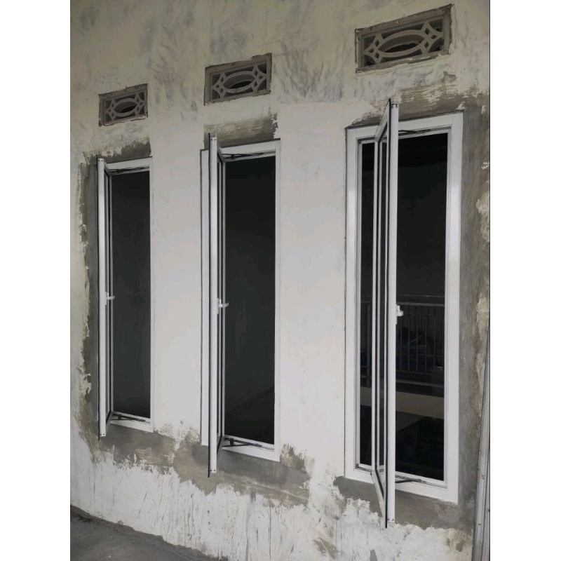 Jual L60 x T150 JENDELA ALUMUNIUM CASEMENT FULL SET FREE PACKING KAYU ...