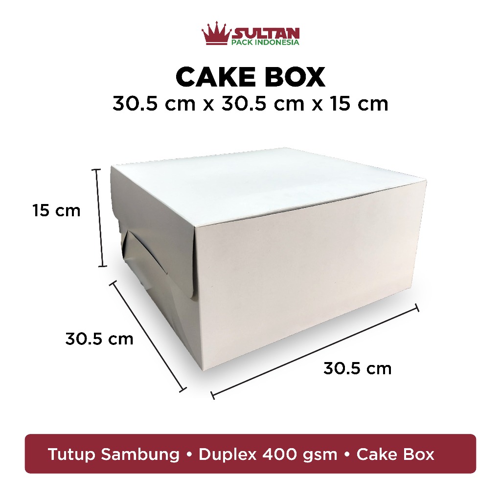 Jual Cake Box/Kotak Kue/Box Duplex/Warna Putih/White/Ukuran 30.5 cm x ...