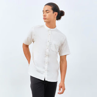 M231 Kemeja Pria Koko Shanghai Polos Pendek Khaki 0184H