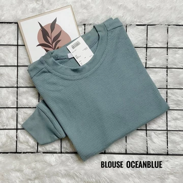 Blouse Wafle Wanita Casual Korean Look Elegan Dan Santai Setiap Hari