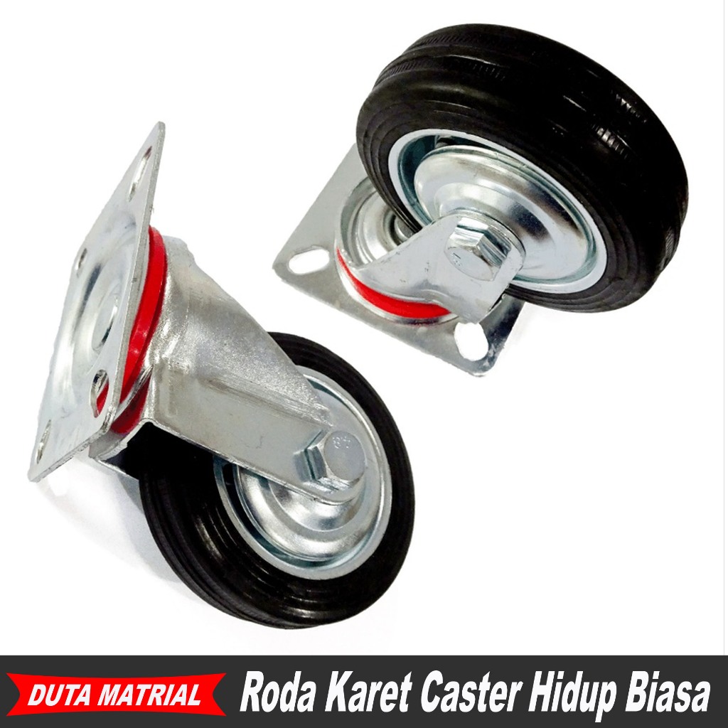 Jual Roda Karet Caster 5 Inch 125mm Rubber Karet Hidup Biasa Roda Lori ...