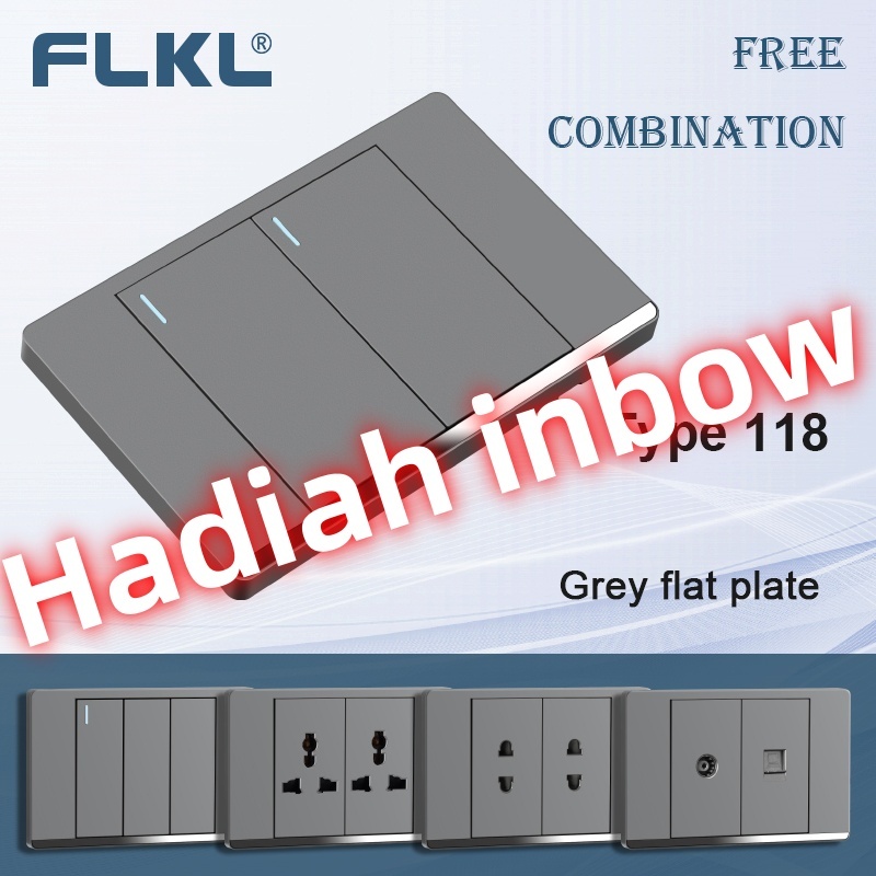 Jual Hadiah inbow Spot goods Saklar Gray 118 Wall Light Switch 1/2/3/4 ...