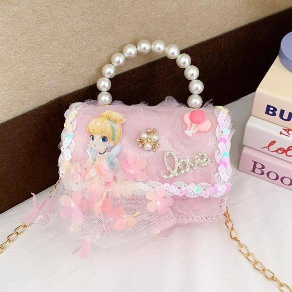FASHION ANAK Tas Mutiara princess Sling Bag Anak Perempuan Selempang Mini  Cantik uk 14,5x10x5cm