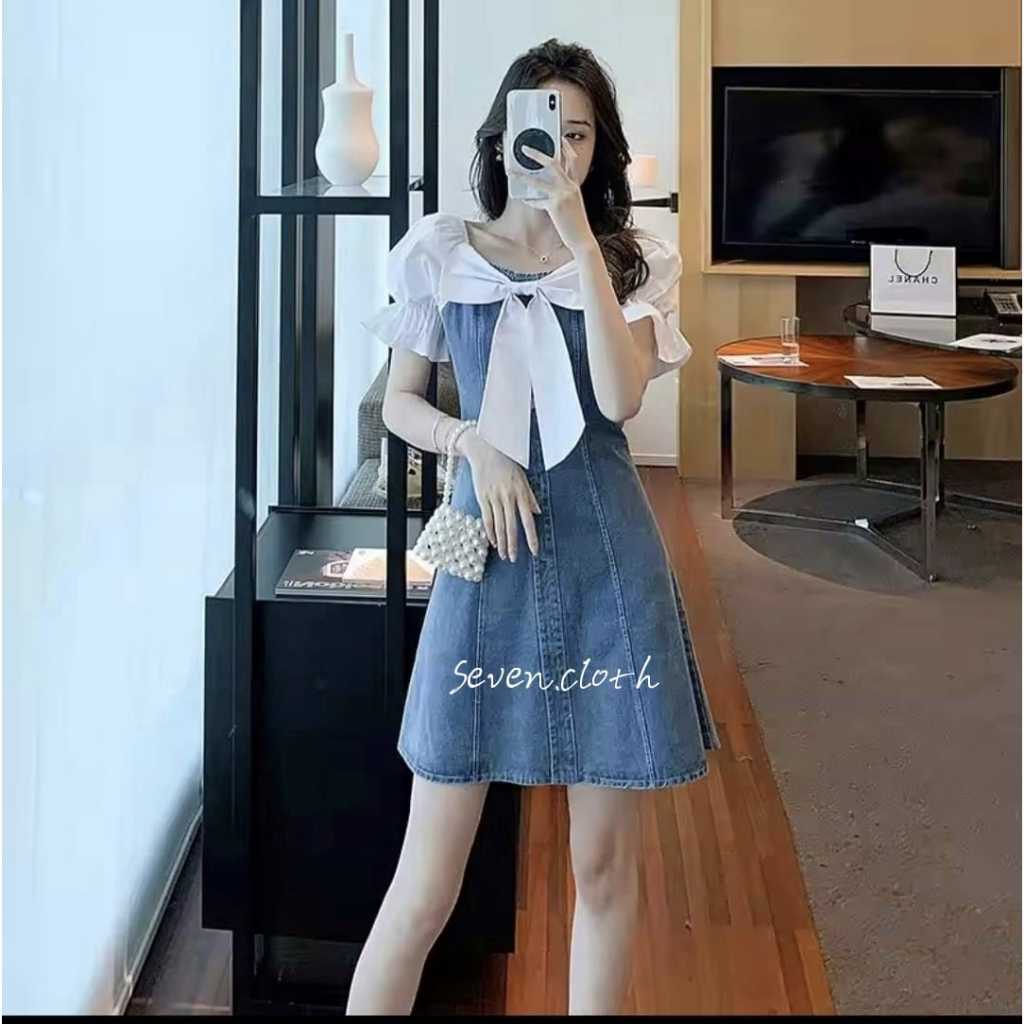 Jual SEVEN.CLOTH - Feli Dress / Dress / Dress Kombinasi / Model Pita ...