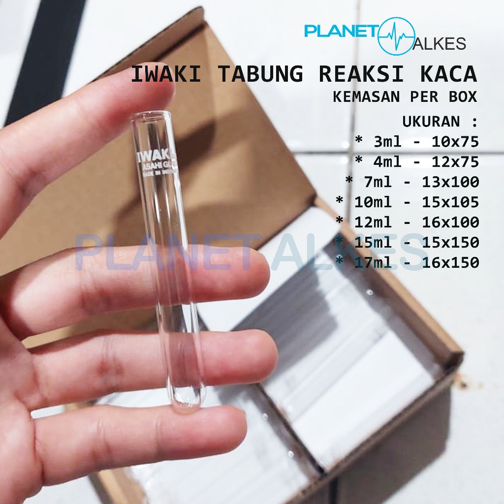 Jual Tabung Reaksi Kaca IWAKI Test Tube 3ml, 4ml, 7ml, 10ml, 12ml, 15ml ...