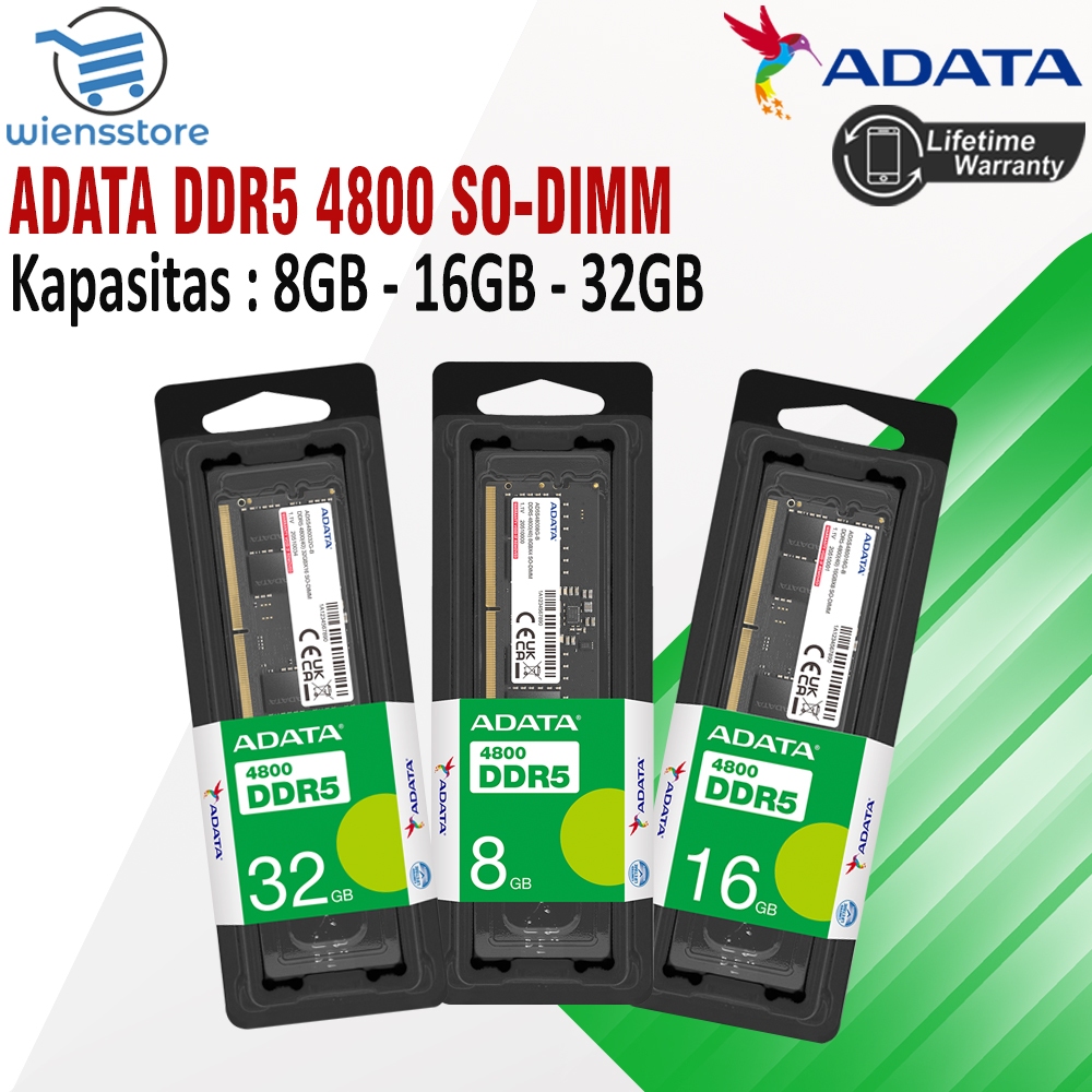 Jual ADATA 8GB | 16GB | 32GB DDR5 4800 Mhz SODIMM DDR5 - Ram