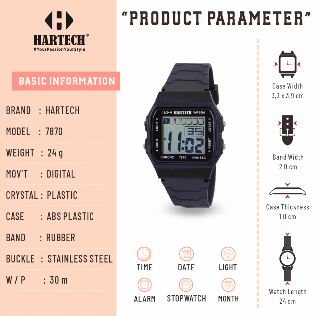 Jual HARTECH LCD 7870 Jam Tangan Digital Water Ressist | Shopee Indonesia