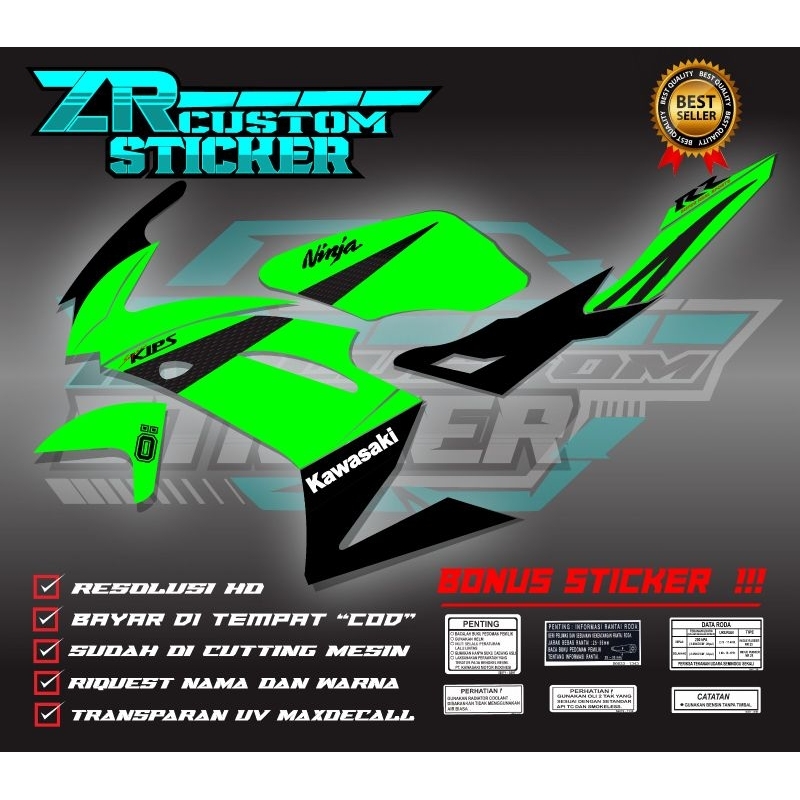 Jual Striping ninja RR NEW transparan UV MAXDECAL (sudah dicutting ...