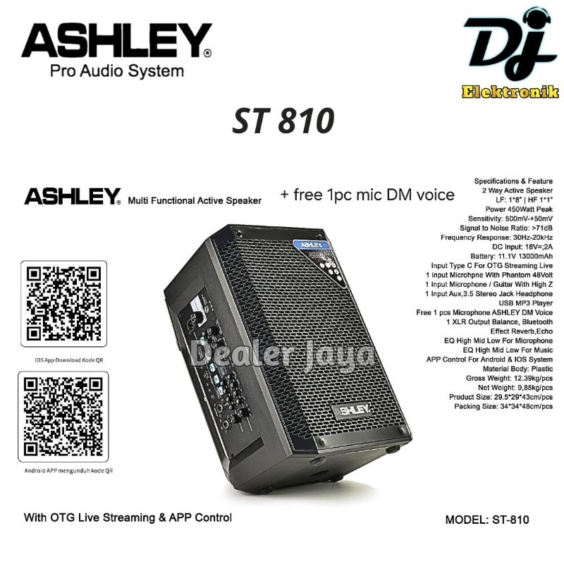Jual Speaker Aktif Ashley ST 810 / ST810 - 8 inch | Shopee Indonesia