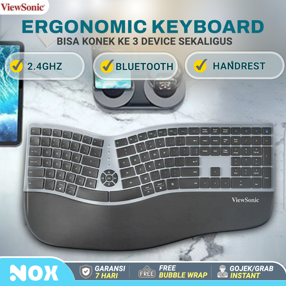 Jual Wireless Ergonomic Wave Keyboard Viewsonic KW980 2.4 ghz ...