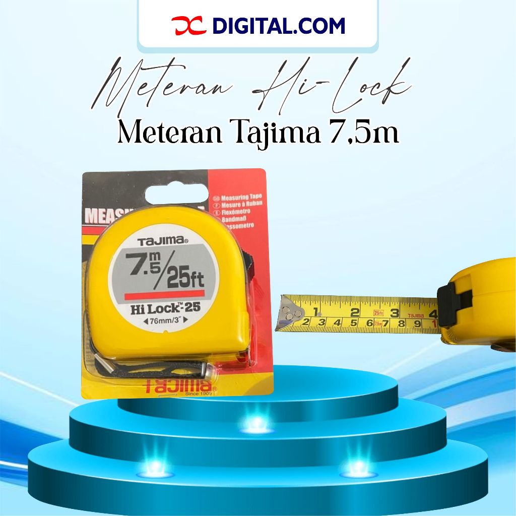 Jual Meteran Hi-Lock Tajima 7,5 meter Kuning Measuring Tape | Shopee ...
