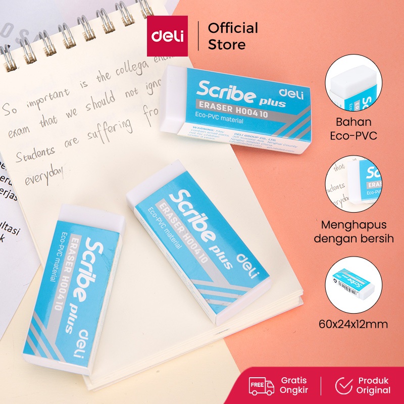 Jual Deli Penghapus Eraser Scribe 60 24 12mm Bersih Clean Putih White ...
