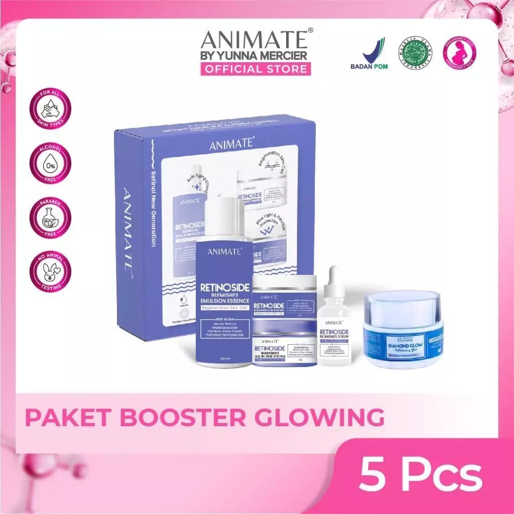 Jual ANIMATE Paket SKINCARE Series 5in1 - Whitening | Glowing | Acne ...