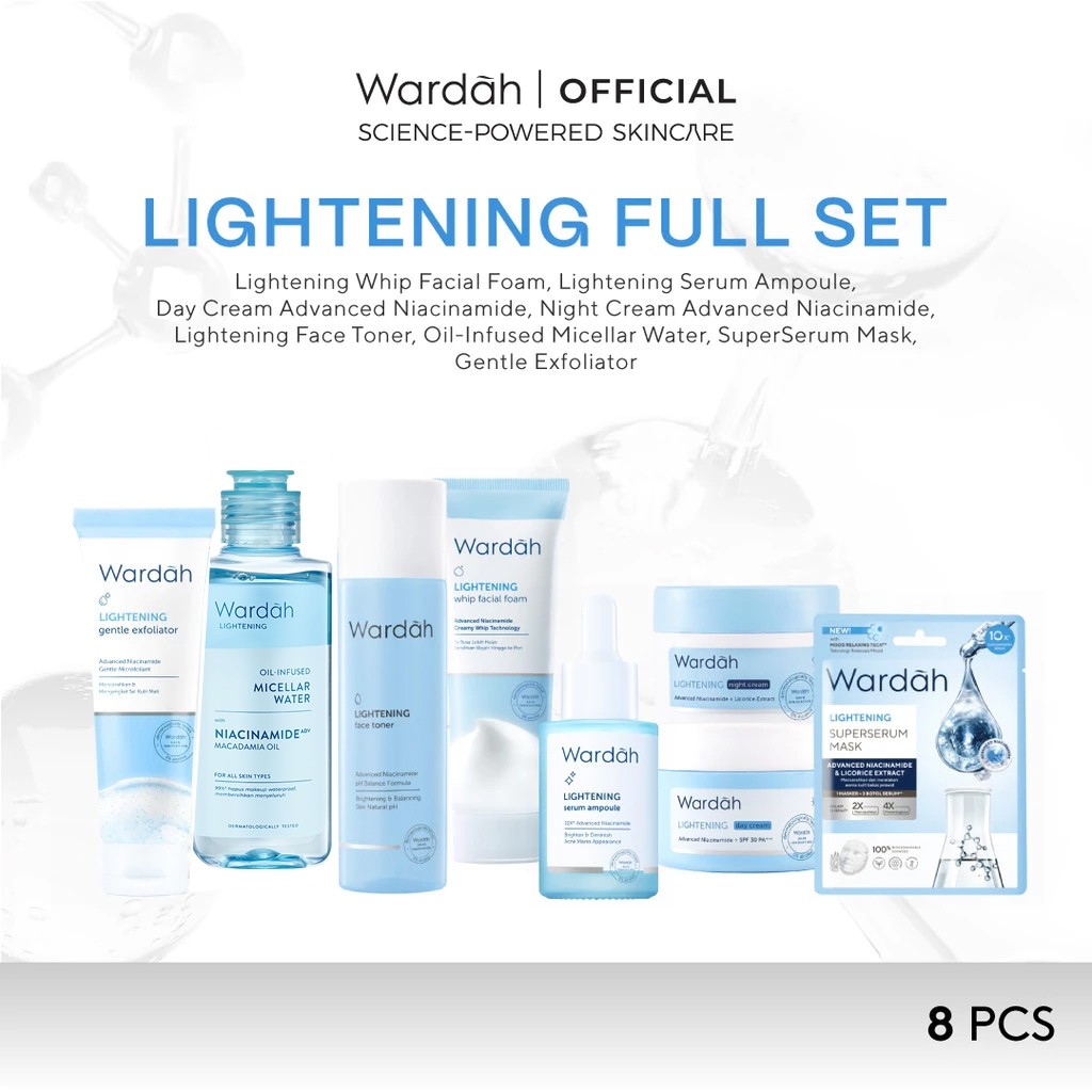 Wardah Paket Regime Skincare Solusi Masalah Kulit All Series - Lightening, Perfect Bright, C-Defense