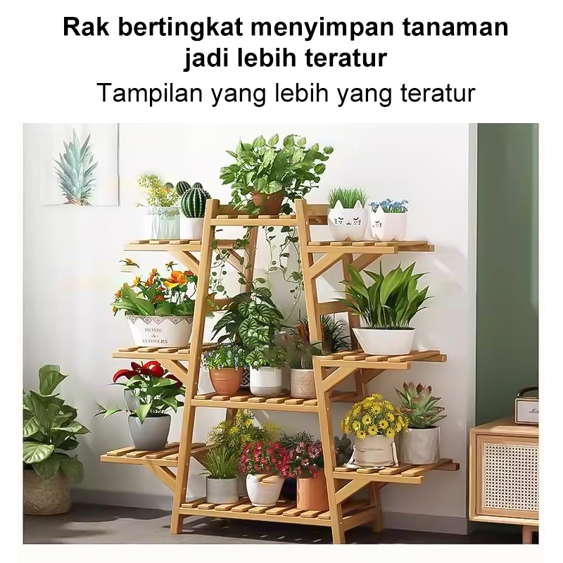Jual Rak Bunga Rak standing pot Susun Rak serbaguna Rak Bambu stand ...