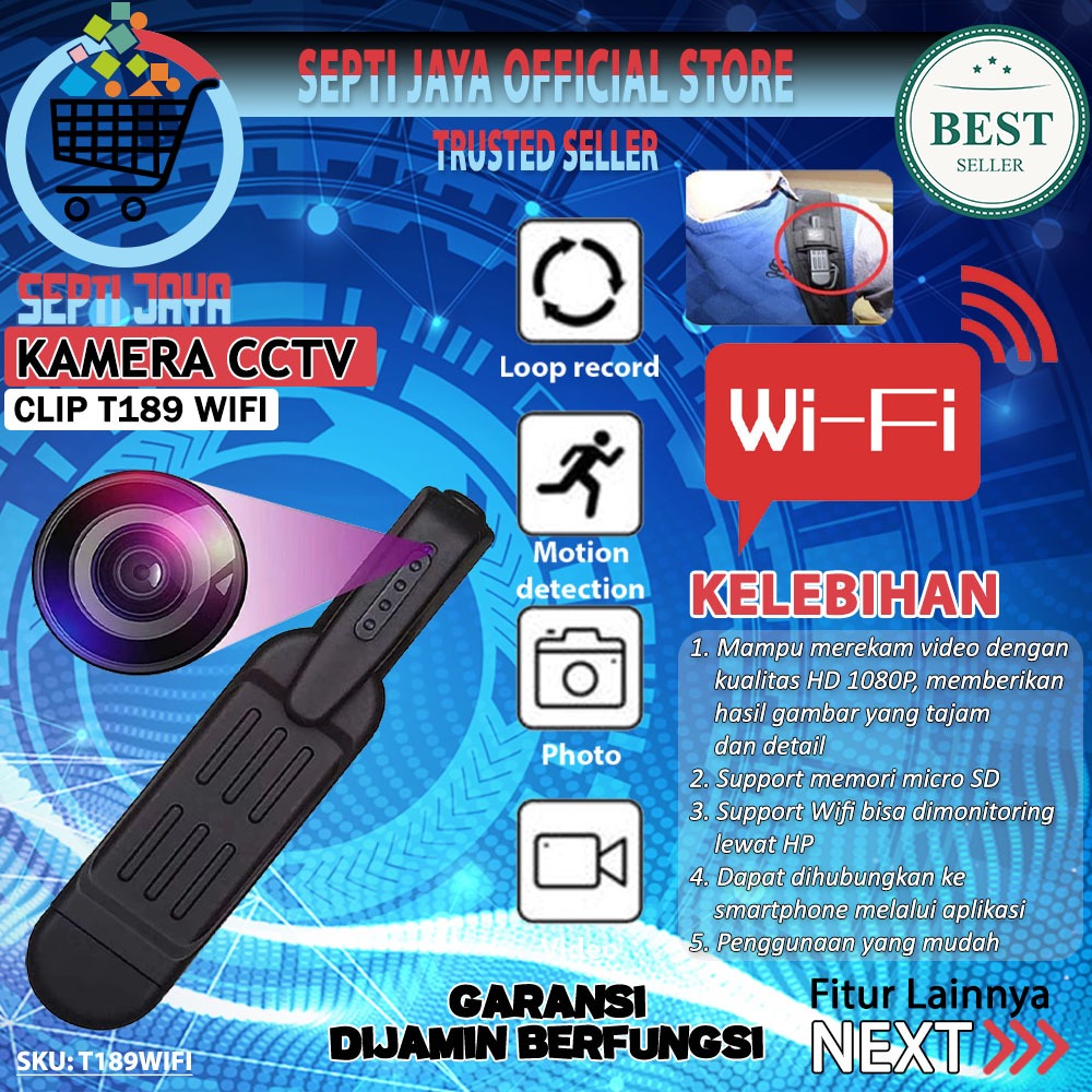 Jual Kamera T189 Back Clip WiFi Mini Spy Pen Full HD 1080P Hidden ...