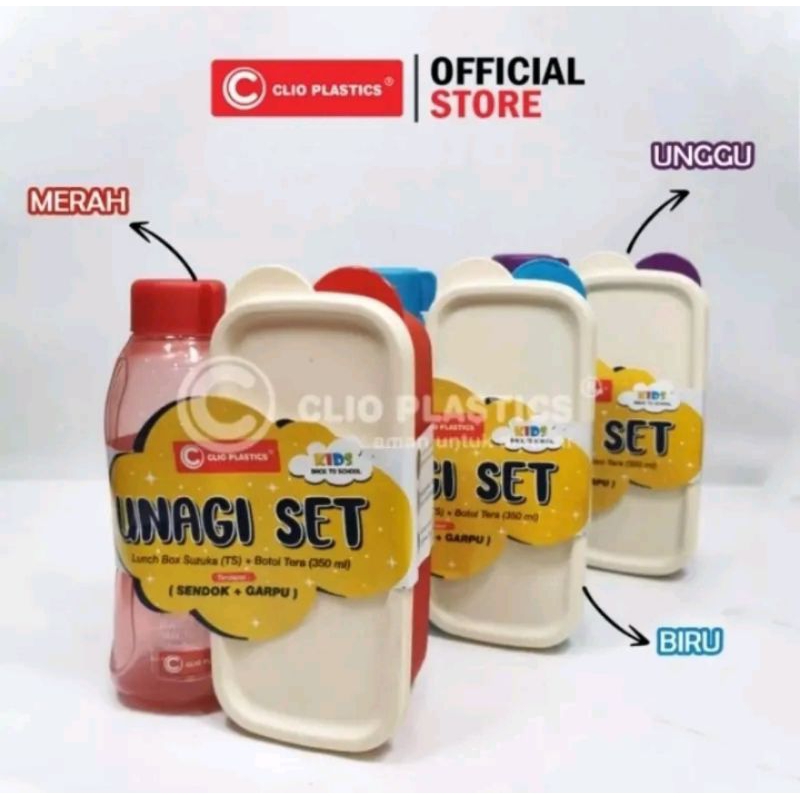 Jual LUNC BOX Set Kotak Makan UNAGI Tempat Makan + Botol Minum Clio ...