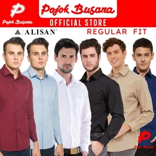 Pojok Busana Alisan Kemeja Lengan Panjang Polos Pria Regular Fit - Baju Kerja Kantor Polos Formal