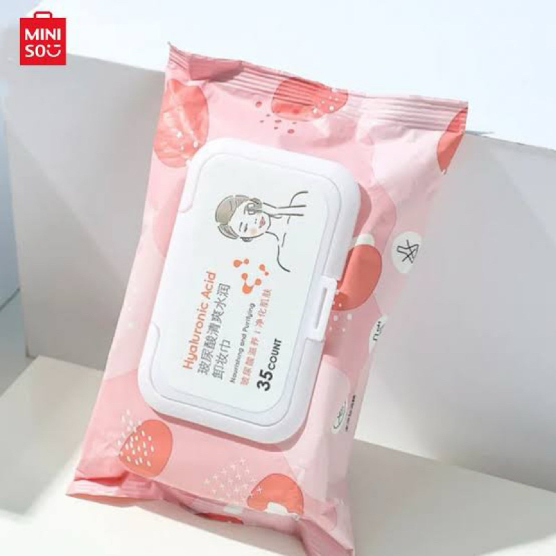 COD Miniso 35sheet Tissue Basah Pembersih Wajah Hyaluronic Acid Refreshing & Moisturizing Makeup Remover