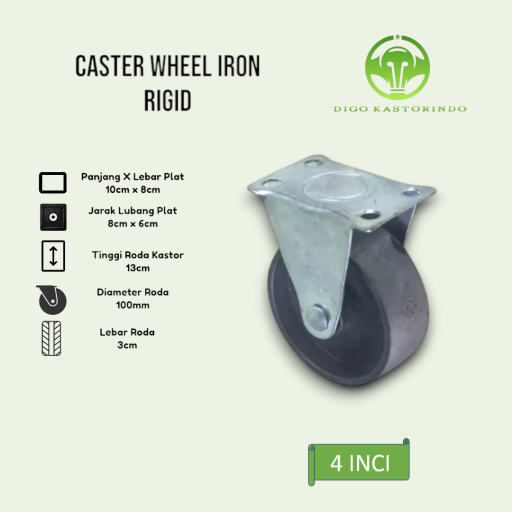 Jual Roda Kastor Besi Mati 4 Inci Iron Caster Wheel Rigid Light Duty ...