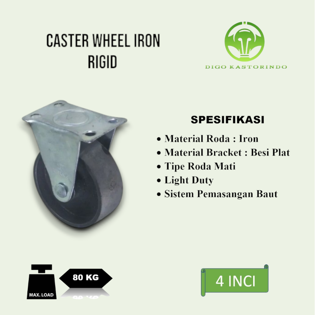 Jual Roda Kastor Besi Mati 4 Inci Iron Caster Wheel Rigid Light Duty ...