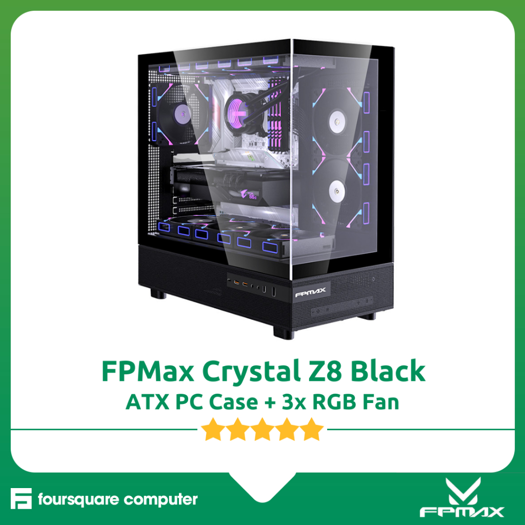 Jual FPMAX Crystal Z8 Black + 3x RGB Fan ATX PC Case CPU Casing Gaming ...
