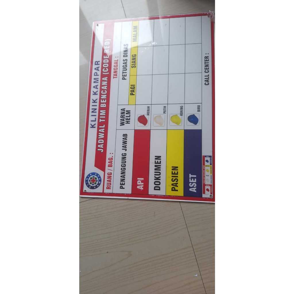 Jual Papan Jadwal Tim Bencana, Akrilik Red Code, Papan Code Red dengan ...