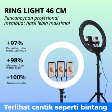 Ring Light 46cm Light Stand Tripod 2.1 Meter Make Up Live Streaming Ringlight Jumbo