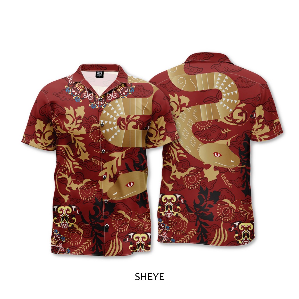 Jual Baju atasan kemeja imlek 2025 terbaru shio ular motif printing ...