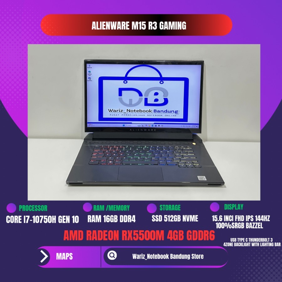 Jual ALIENWARE M15 R3 CORE I7-10750H AMD RX5500M 4GB DDR6 RAM 16GB SSD ...