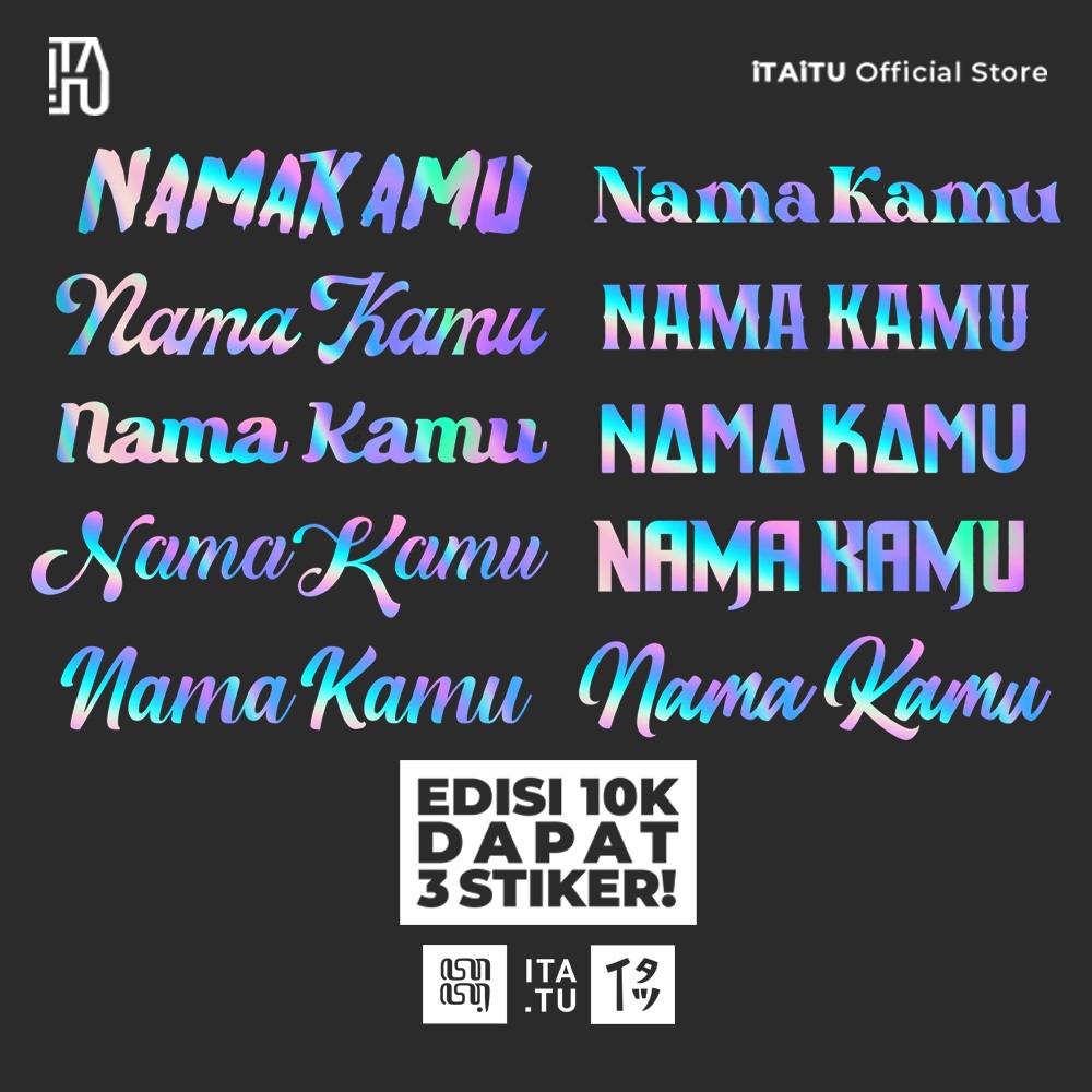 Jual (10rb isi 4pcs) iTAiTU - Stiker Cutting Custom Nama Suka Suka ...